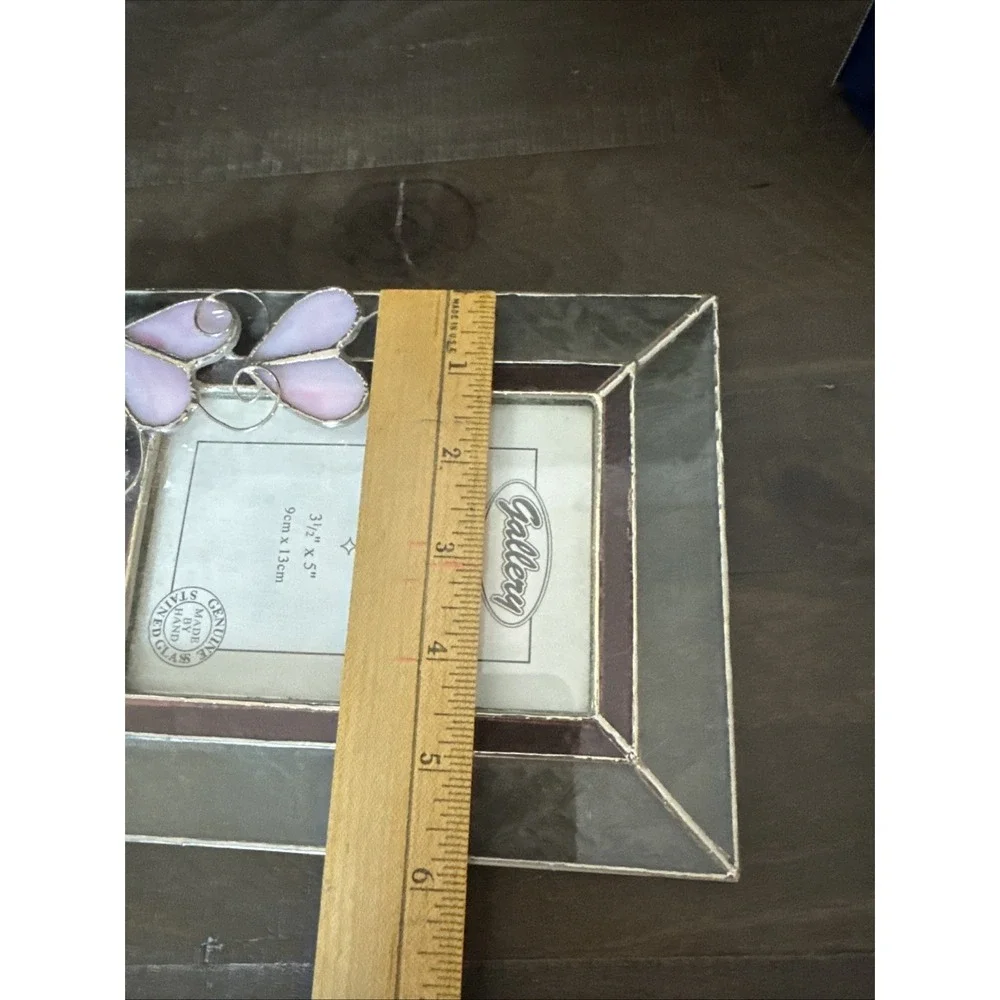 VTG Gallery 3D Purple Heart  Stained Glass Picture Frame 3.5